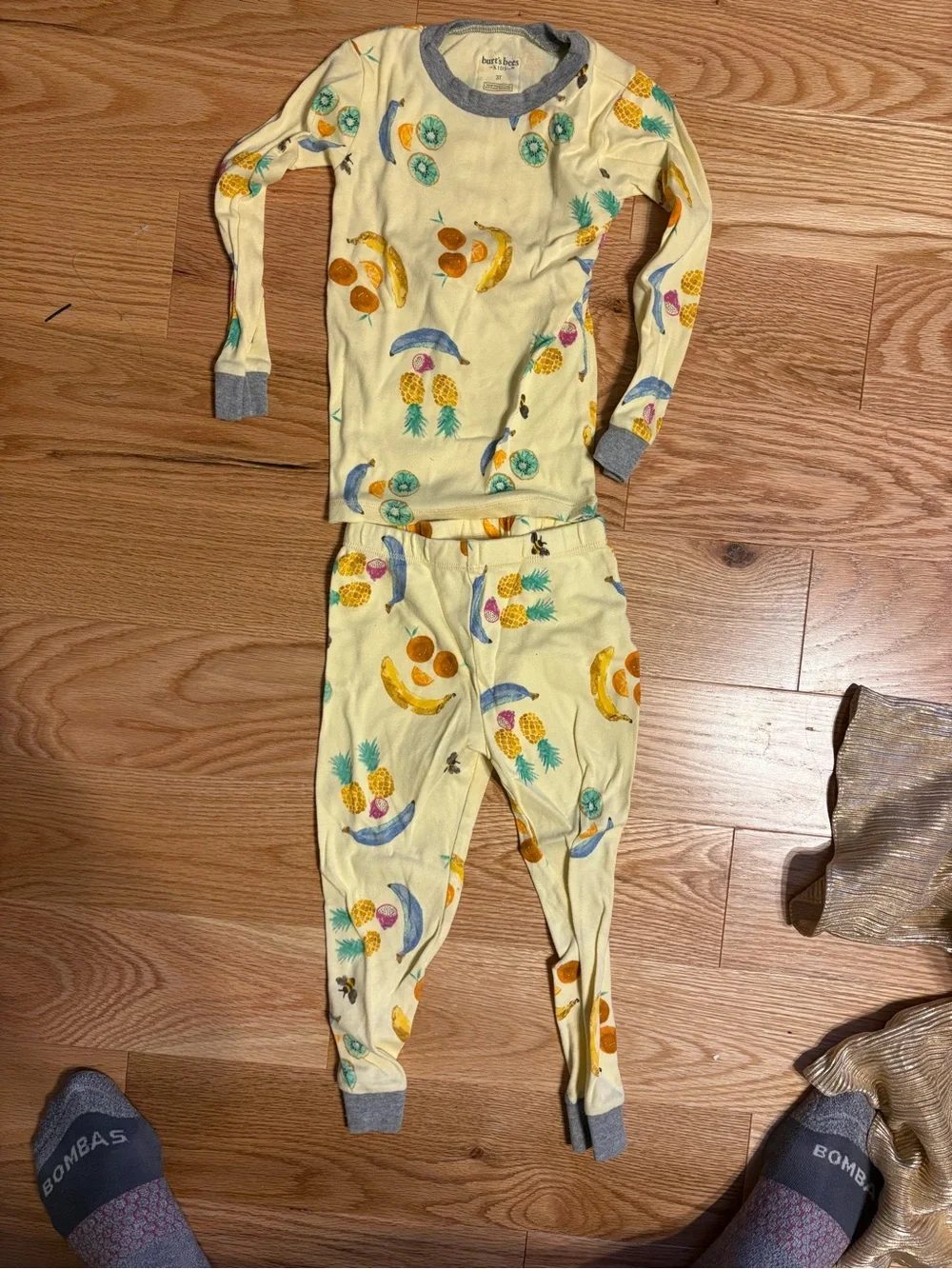 Burt's Bees Baby Yellow & Cream Cotton Pajama Set with Fruit and Puppy Prints
